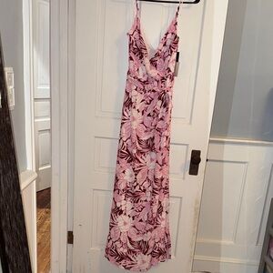 Lulu's Pink Floral Maxi Dress